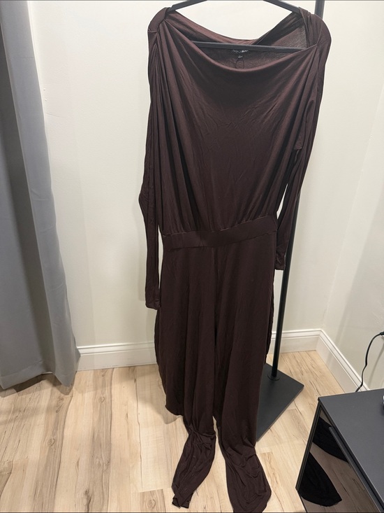 Fashion Nova Dresses & Skirts - Fashion Nova Long Sleeve Brown Draped Jumpsuit